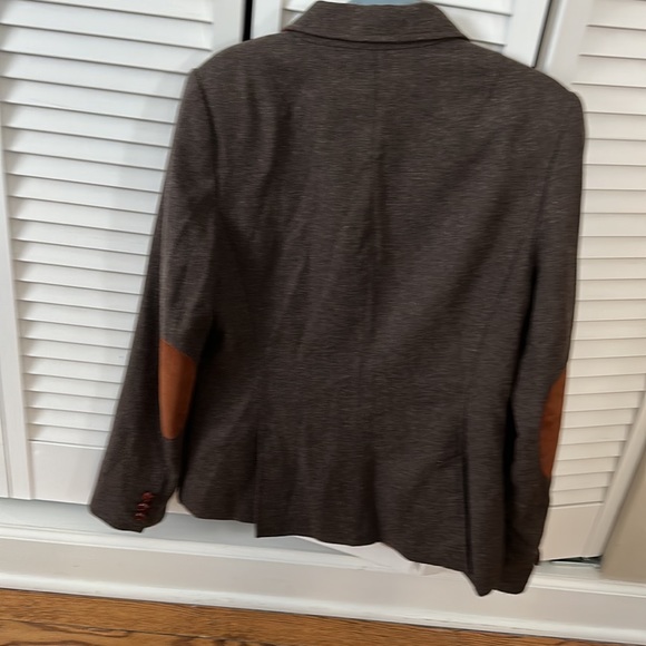 Brown wool jacket with faux suede elbow patch - Picture 3 of 8